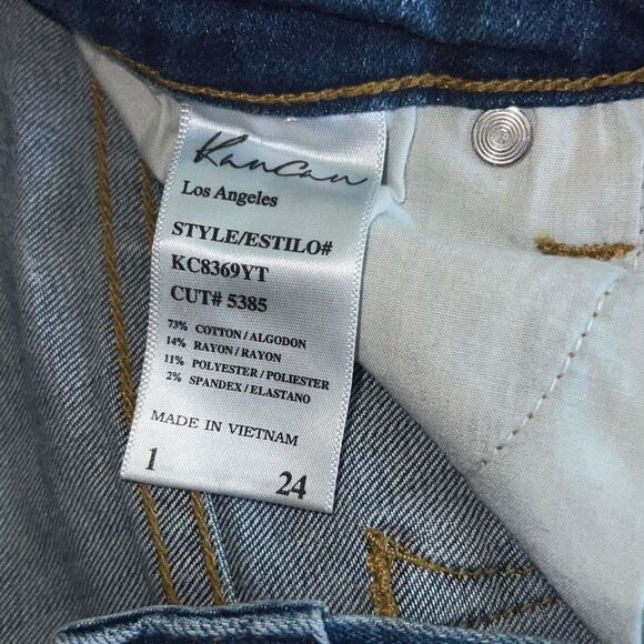 ✨HP✨KanCan Asymmetric Distressed Mid Rise Blue Light Wash Skinny Jeans✨ - Picture 4 of 4